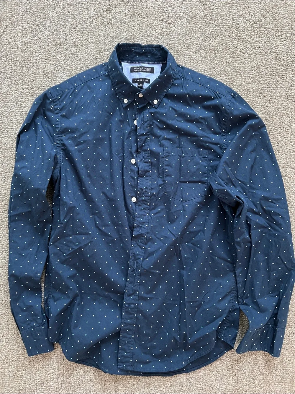 Banana Republic Men’s Navy Button-Down with White Dot Print
